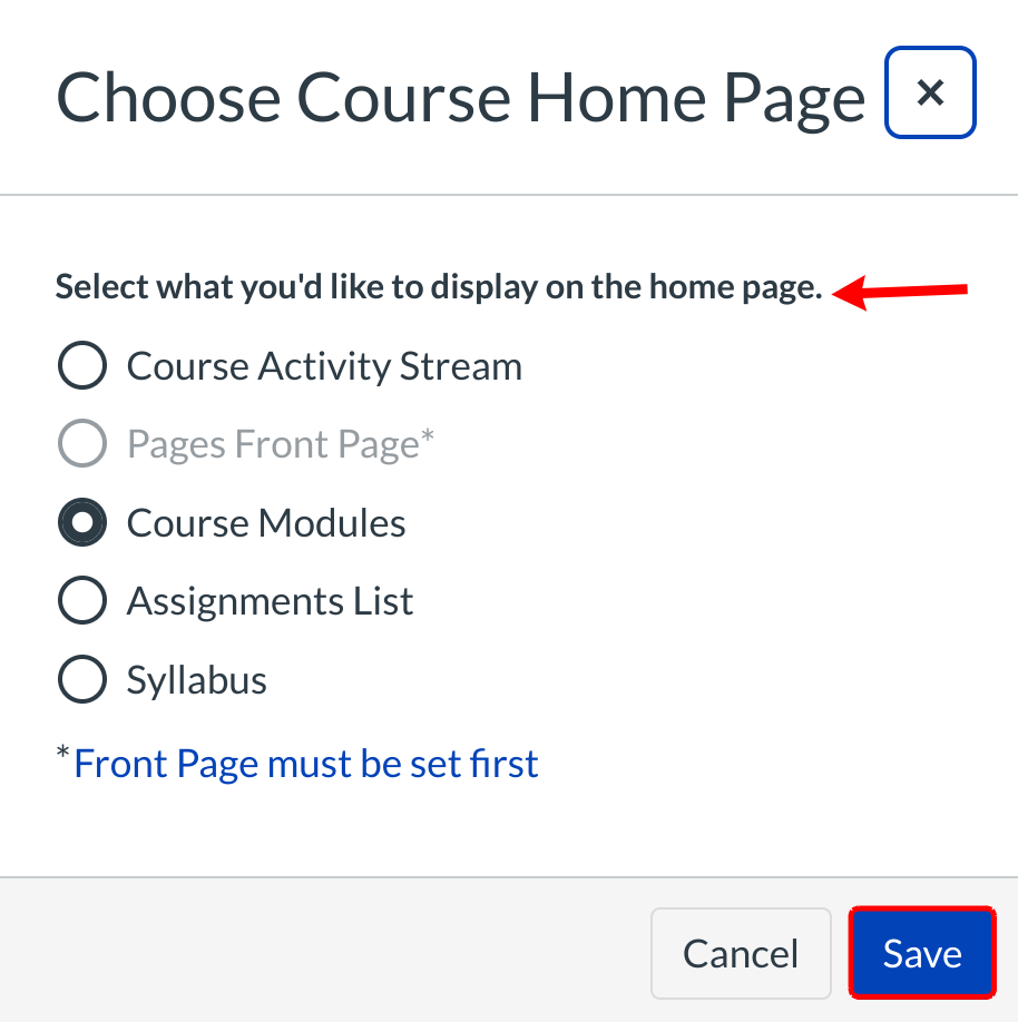 Open Home Page Layout Drop Down Menu